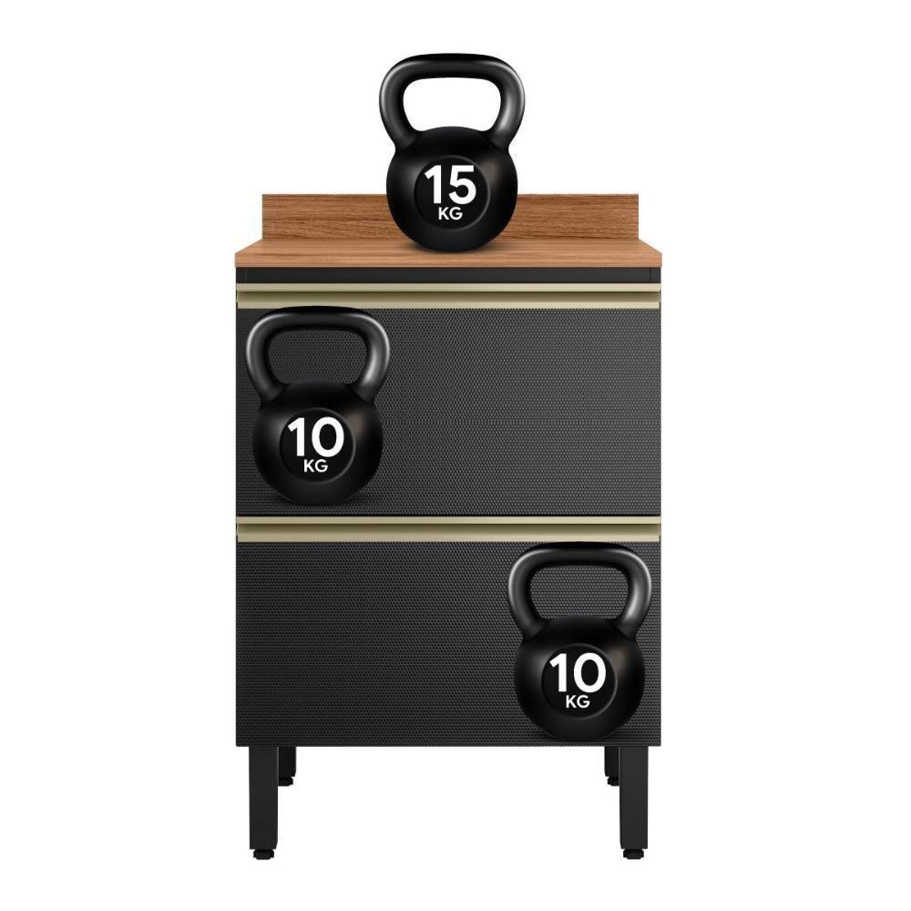 Balcão De Cozinha Proença 60cm 1 Porta E 1 Gaveta Nogueira Touch-carbono Prime Tx Com Tampo Mdf - 6