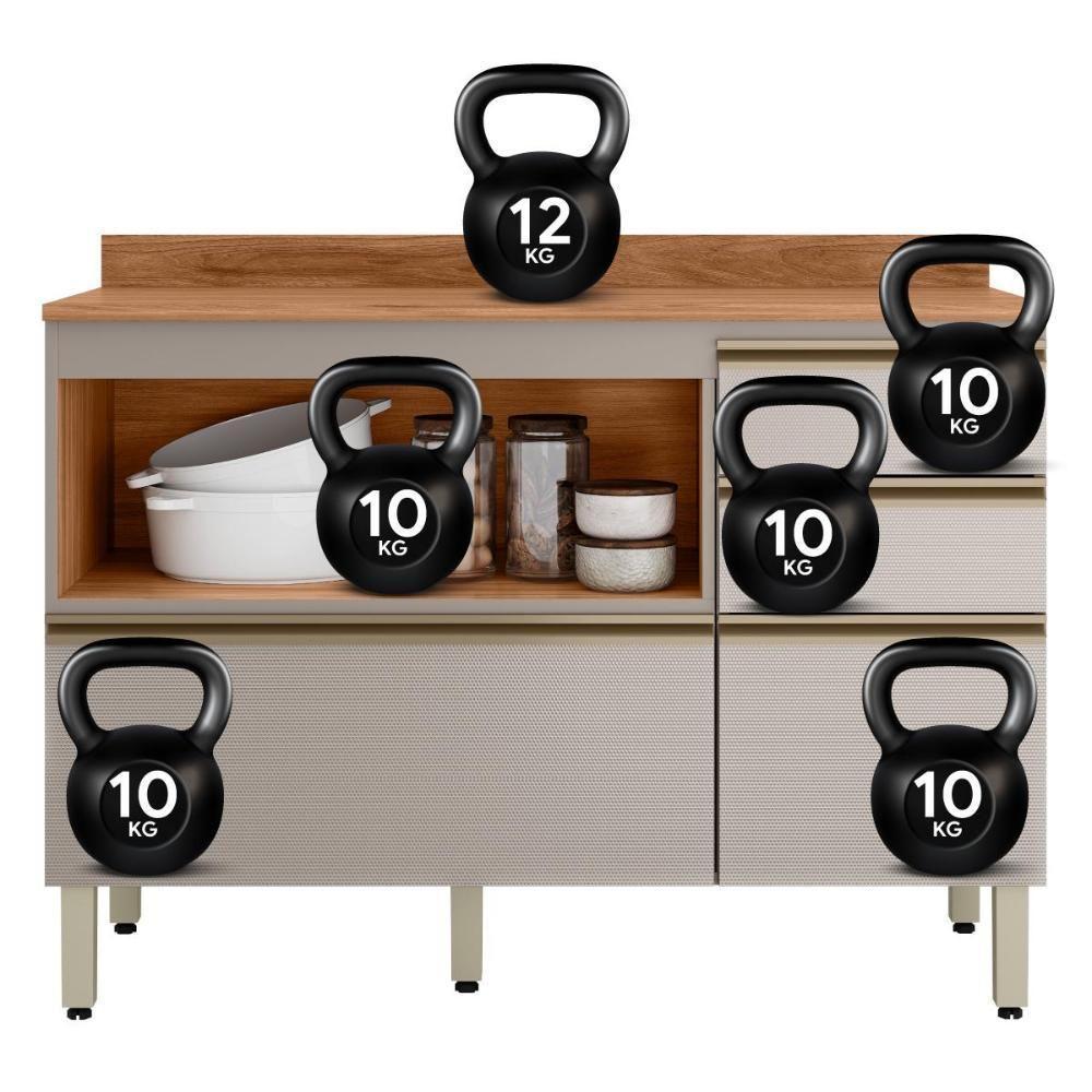 Balcão Pia Proença 120cm 1 Porta E 4 Gavetas Nogueira Touch-nude Prime Tx Com Tampo Mdf - Demartêz - 6