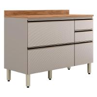 Balcão Pia Proença 120cm 1 Porta E 4 Gavetas Nogueira Touch-nude Prime Tx Com Tampo Mdf - Demartêz - 1