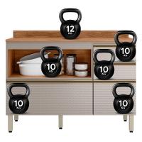 Balcão Pia Proença 120cm 1 Porta E 4 Gavetas Nogueira Touch-nude Prime Tx Com Tampo Mdf - Demartêz - 6