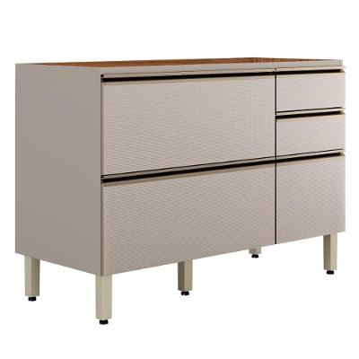 Balcão Pia Proença 120cm 1 Porta E 4 Gavetas Nogueira Touch-nude Prime Tx Sem Tampo - Demartêz