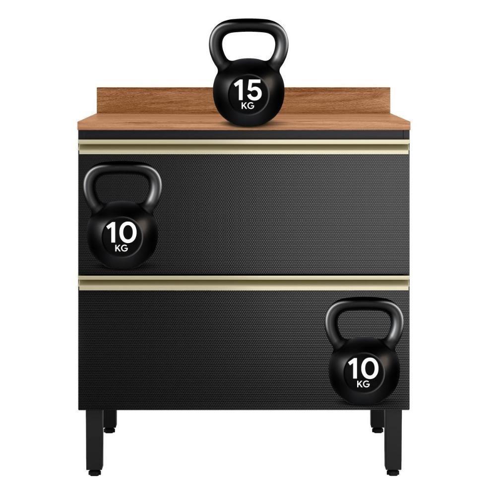 Balcão De Cozinha Proença 80cm 1 Porta E 1 Gaveta Nogueira Touch-carbono Prime Tx Com Tampo Mdf - Demartêz - 6