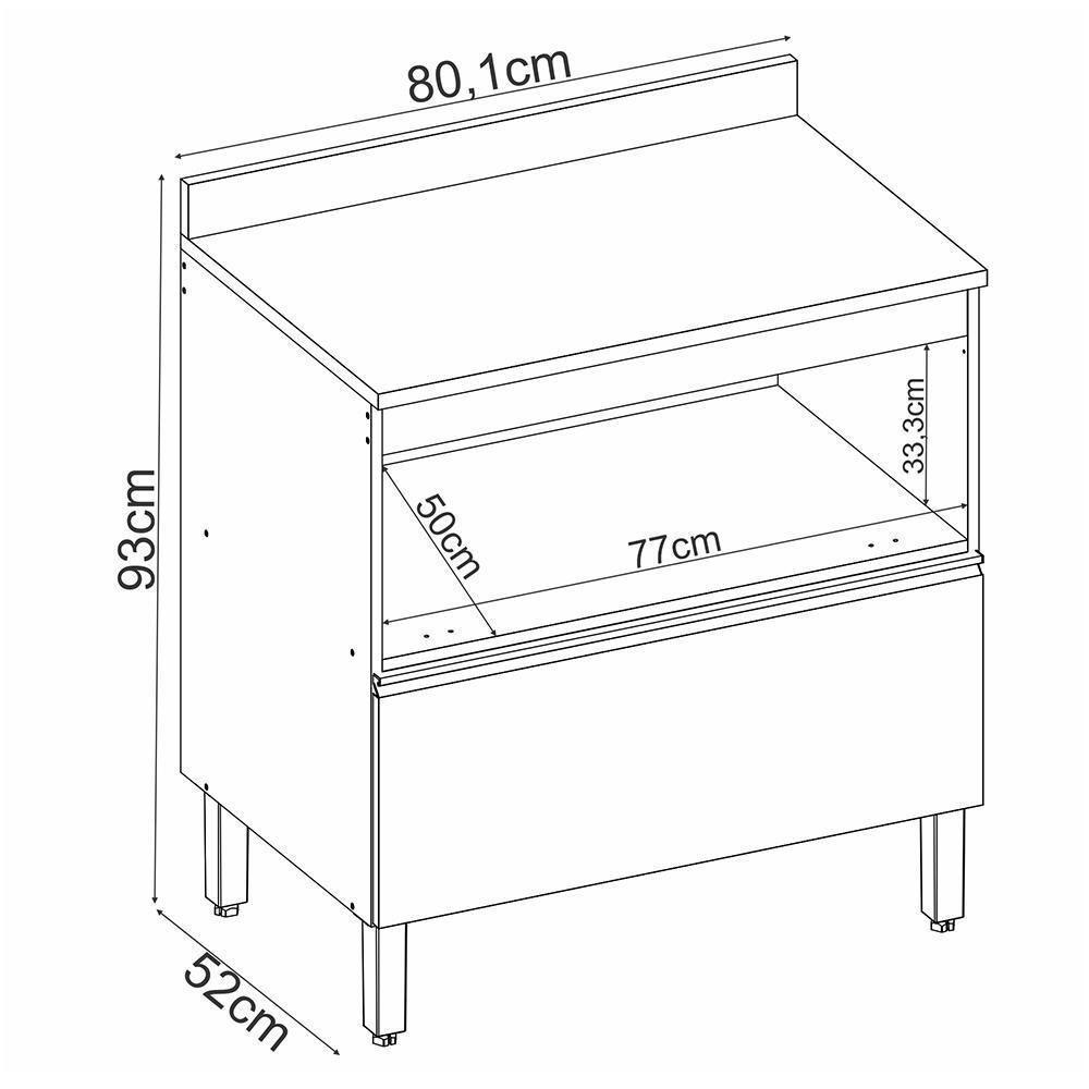 Balcão De Cozinha Proença 80cm 1 Porta E 1 Gaveta Nogueira Touch-carbono Prime Tx Com Tampo Mdf - Demartêz - 7