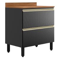 Balcão De Cozinha Proença 80cm 1 Porta E 1 Gaveta Nogueira Touch-carbono Prime Tx Com Tampo Mdf - Demartêz - 1