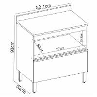 Balcão De Cozinha Proença 80cm 1 Porta E 1 Gaveta Nogueira Touch-carbono Prime Tx Com Tampo Mdf - Demartêz - 7