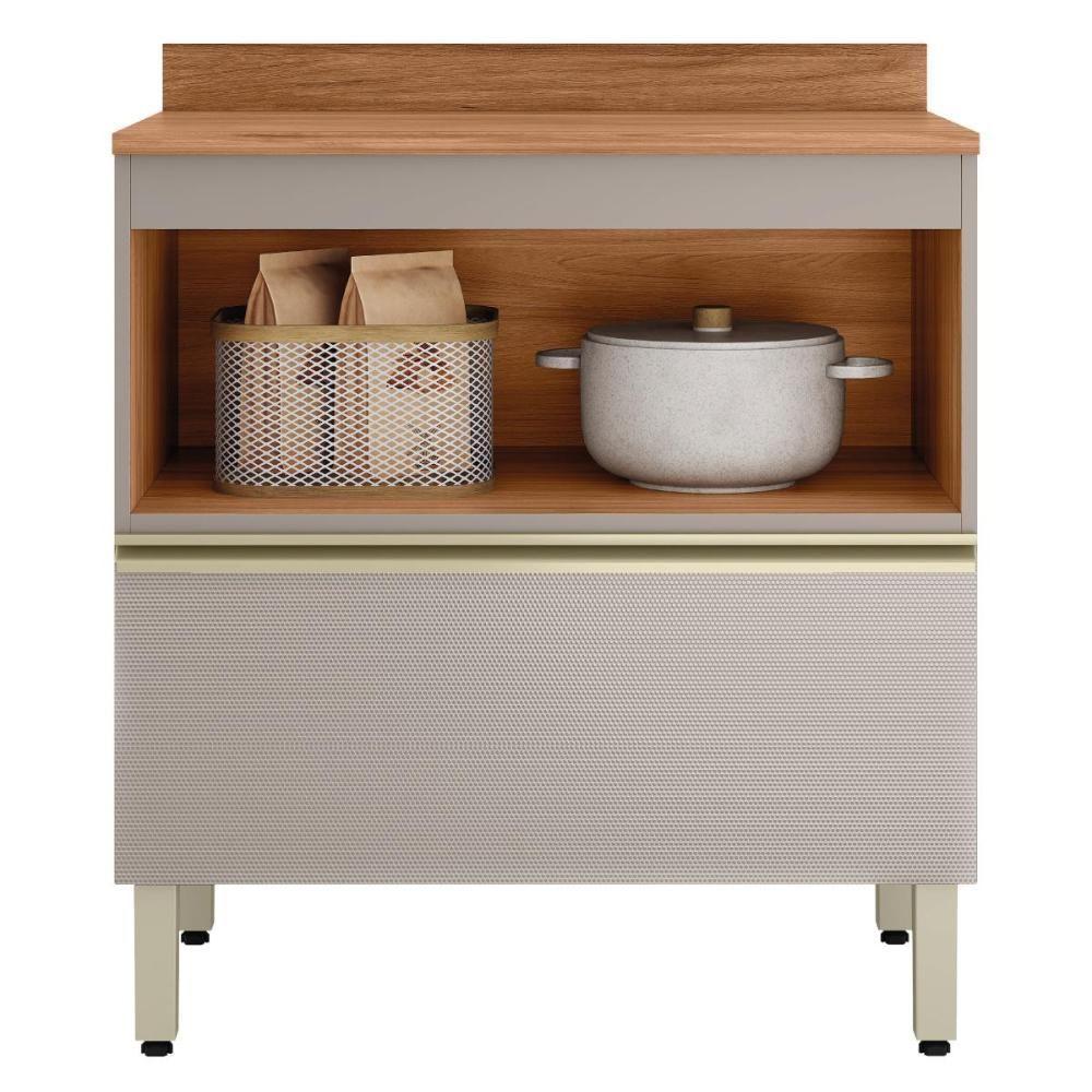 Balcão De Cozinha Proença 80cm 1 Porta E 1 Gaveta Nogueira Touch-nude Prime Tx Com Tampo Mdf - Demartêz - 2