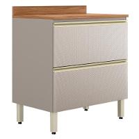 Balcão De Cozinha Proença 80cm 1 Porta E 1 Gaveta Nogueira Touch-nude Prime Tx Com Tampo Mdf - Demartêz - 1