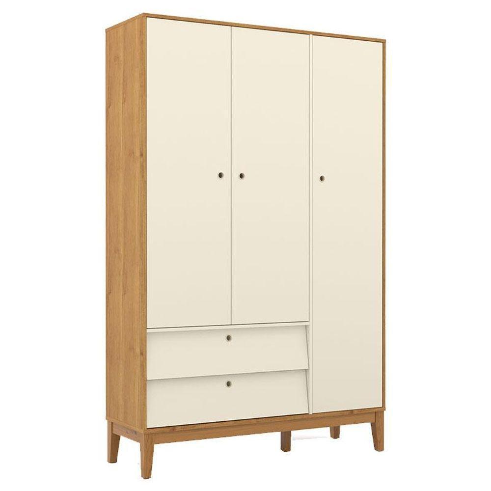 Berço Americano E Guarda Roupa Unique 3 Portas Freijó Off White Eco Wood Com Colchão Gazin - Matic - 3