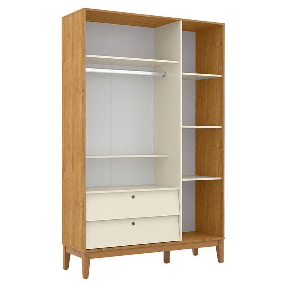 Berço Americano E Guarda Roupa Unique 3 Portas Freijó Off White Eco Wood Com Colchão Ortobom - 3