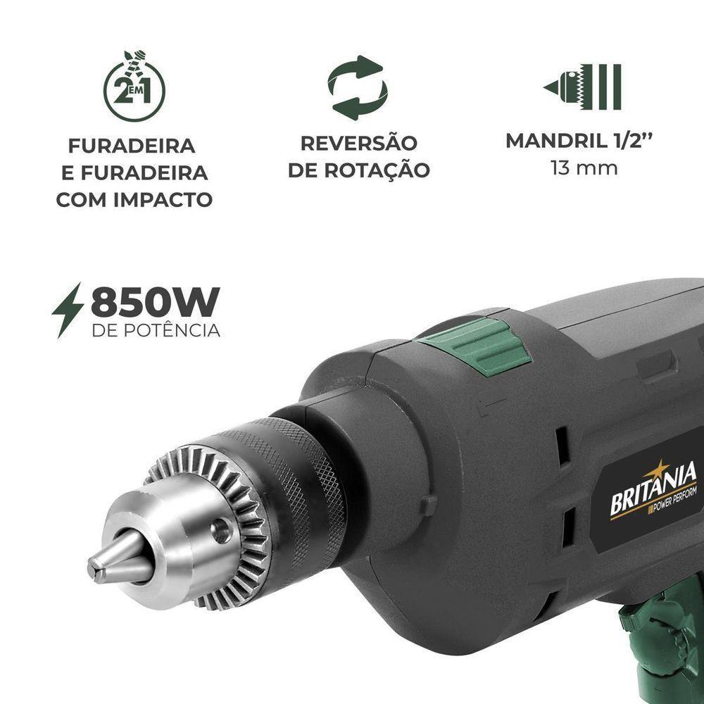 Furadeira Britânia BFUE04 Função impacto 850W 220V - 2