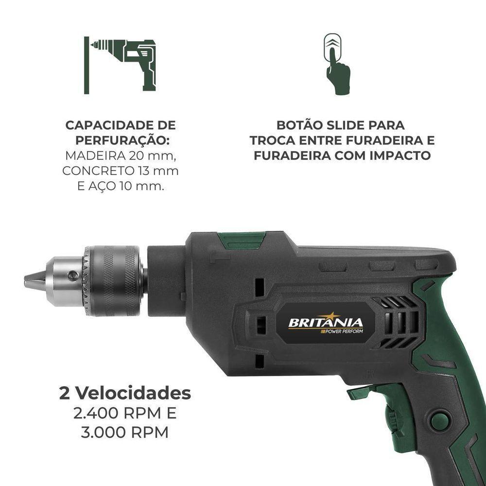 Furadeira Britânia BFUE04 Função impacto 850W 220V - 3