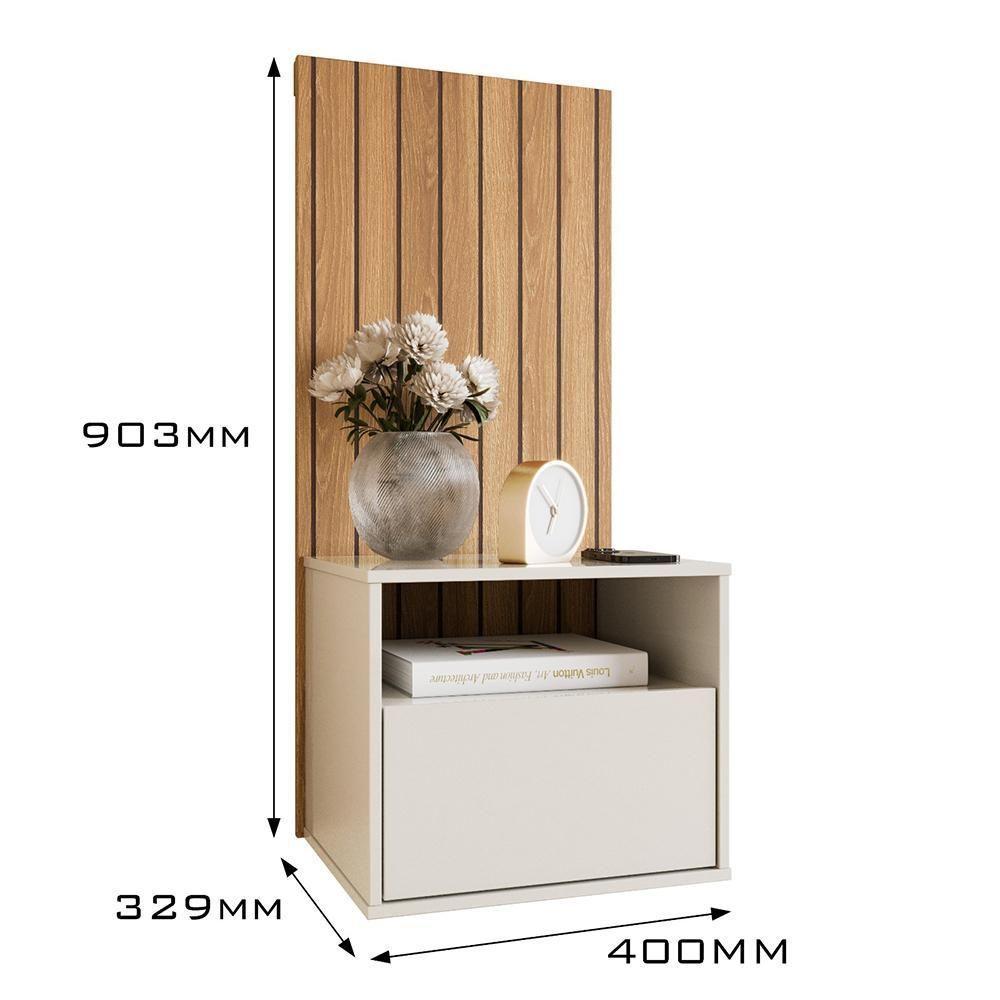 Cabeceira Box Solteiro Cross - Efeito Ripado 3d Com Mesa Suspensa Freijó - Movelove - 5