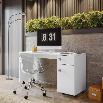 Escrivaninha Office Malta - 1 Gaveta Com Chave E Rodízios Branco - Lukaliam Móveis Branco