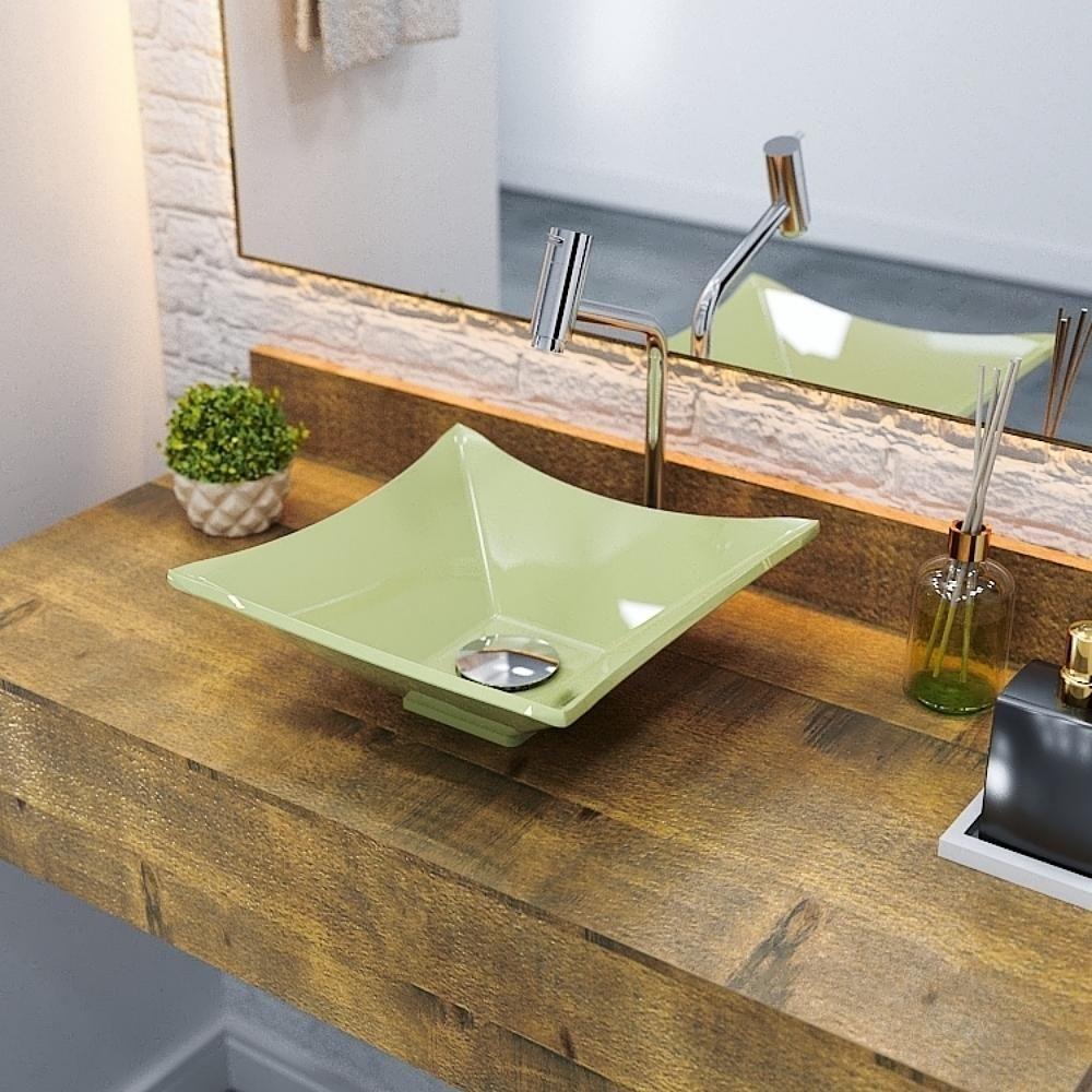 Kit Cuba L30 Com Torneira Link 1062 Metal + Válvula Click 1 1/2'' (4,0cm) + Sifão Pvc + Flexível Verde Acqua - 1