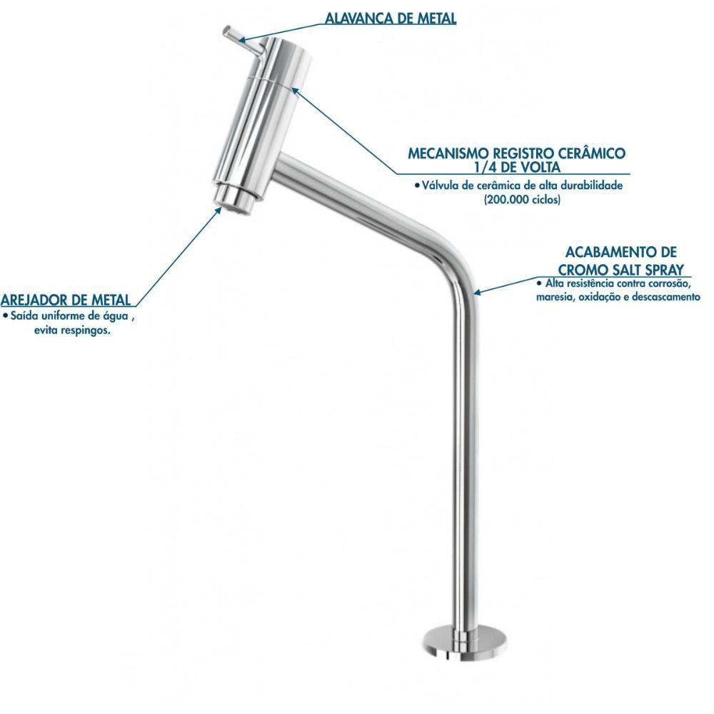 Kit Cuba L30 Com Torneira Link 1062 Metal + Válvula Click 1 1/2'' (4,0cm) + Sifão Pvc + Flexível Verde Acqua - 9