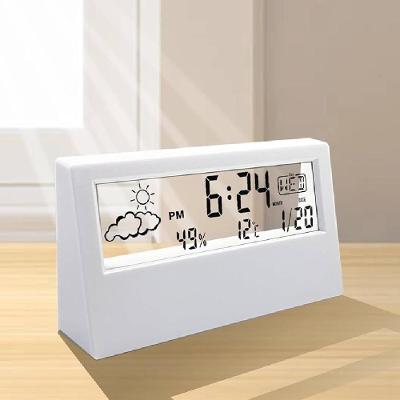 Relogio De Mesa Despertador Digital Multifuncao Tela Transparente Lcd Iluminada