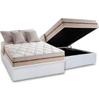 Cama Box Baú Casal: Colchão Molas Anjos MasterPocket Ensacadas Classic + Base CRC Courano White(138x188) - 1