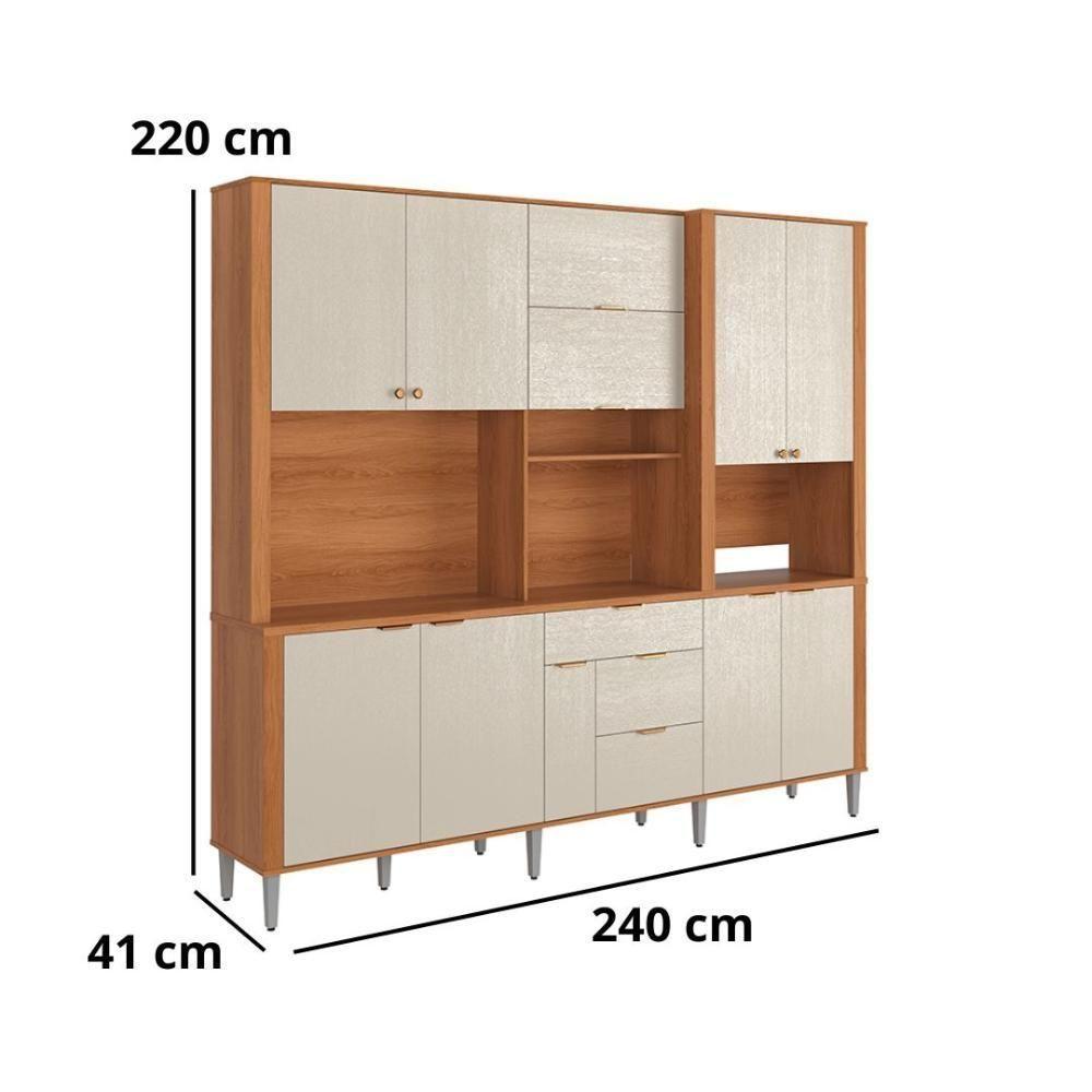 Cozinha Compacta Astra - 2,40m 10 Portas E 4 Gavetas - Lukaliam Móveis Jequitiba-areia Jequitiba-areia - 5