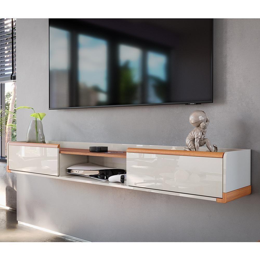 Rack Suspenso Atlas 1.80m Sala De Estar-quarto - Lukaliam Móveis - Off White Perolizado-jequitiba - 3