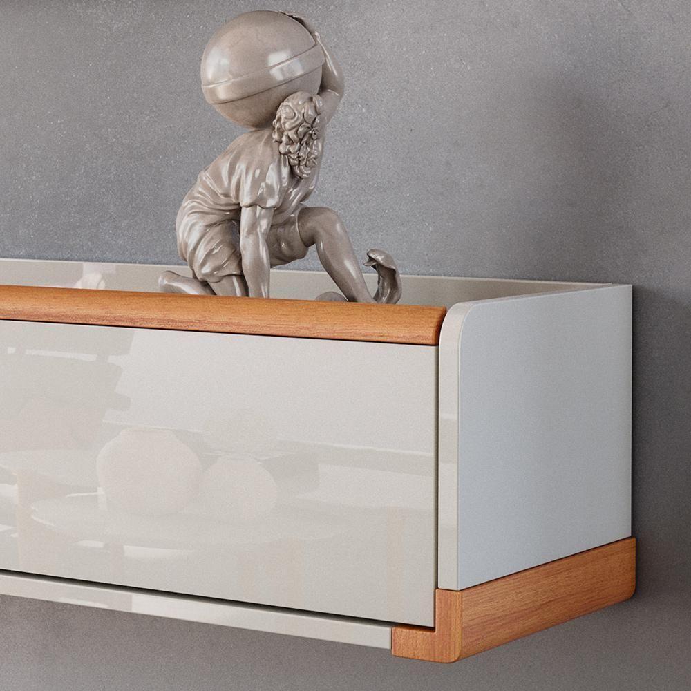 Rack Suspenso Atlas 1.80m Sala De Estar-quarto - Lukaliam Móveis - Off White Perolizado-jequitiba - 4