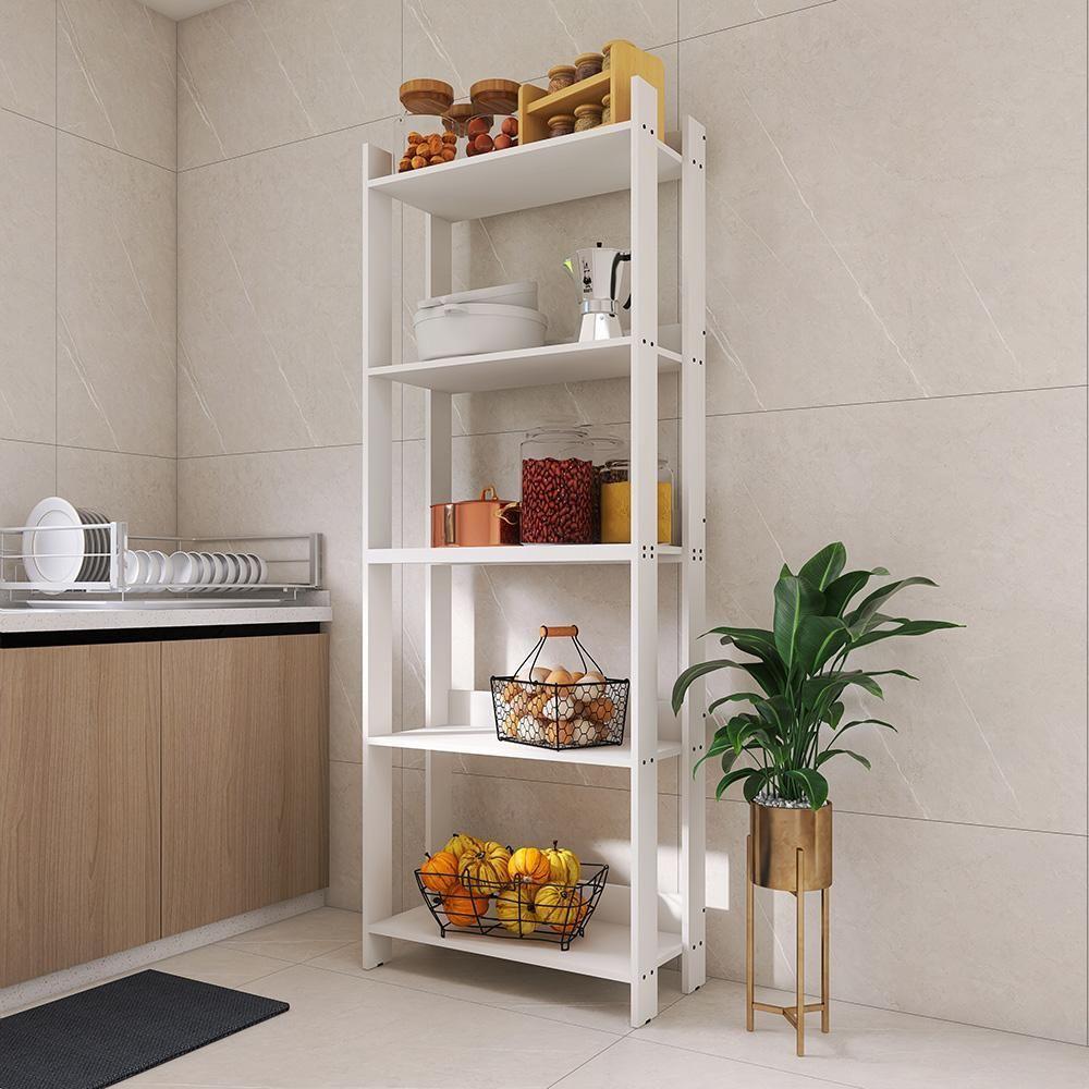 Armario Multiuso Organizador Para Cozinha Com Prateleiras Branco Branco - 1