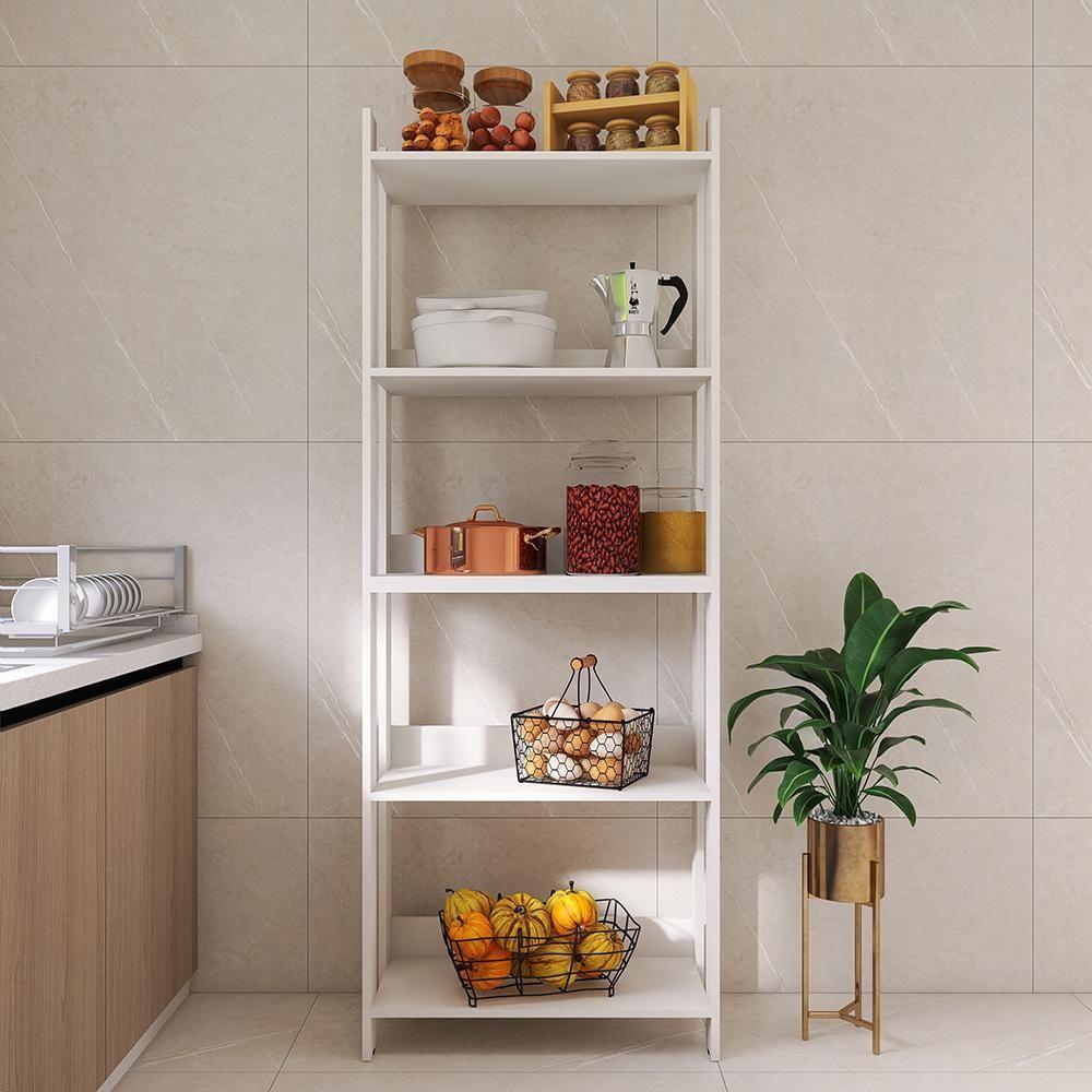 Armario Multiuso Organizador Para Cozinha Com Prateleiras Branco Branco - 2