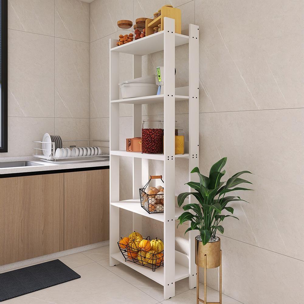 Armario Multiuso Organizador Para Cozinha Com Prateleiras Branco Branco - 3
