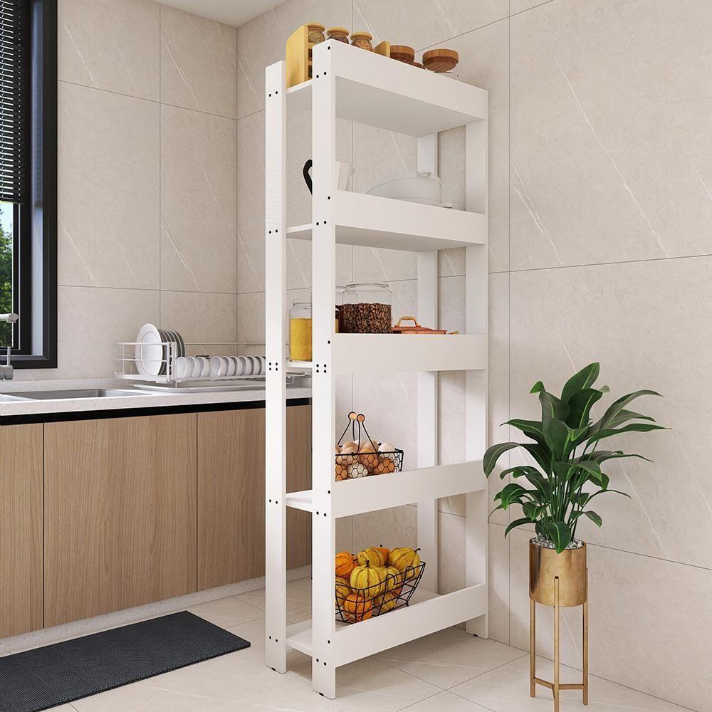 Armario Multiuso Organizador Para Cozinha Com Prateleiras Branco Branco - 4