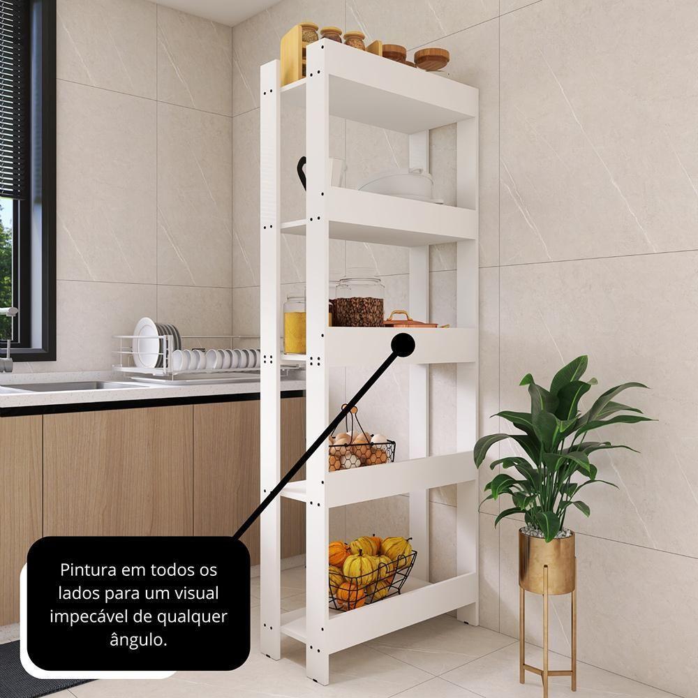 Armario Multiuso Organizador Para Cozinha Com Prateleiras Branco Branco - 8