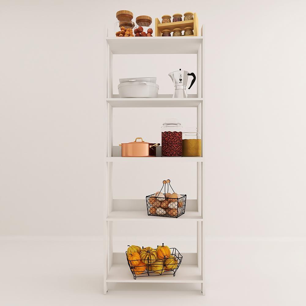 Armario Multiuso Organizador Para Cozinha Com Prateleiras Branco Branco - 9