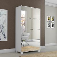 Sapateira Pequim - Com Espelho 4 Portas Com Pés De Madeira Branco - Rede Móveis - 2