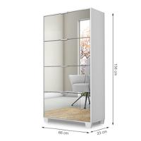 Sapateira Pequim - Com Espelho 4 Portas Com Pés De Madeira Branco - Rede Móveis - 3