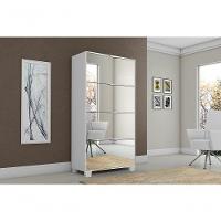 Sapateira Pequim - Com Espelho 4 Portas Com Pés De Madeira Branco - Rede Móveis - 6