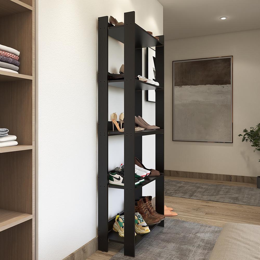 Sapateira Multiuso Para Calçados 5 Andares Organizador Mdp 15mm Preto Preto - 3