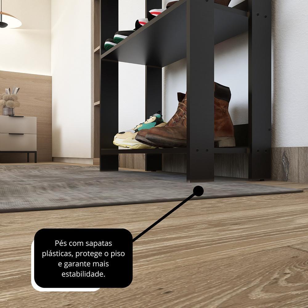 Sapateira Multiuso Para Calçados 5 Andares Organizador Mdp 15mm Preto Preto - 6