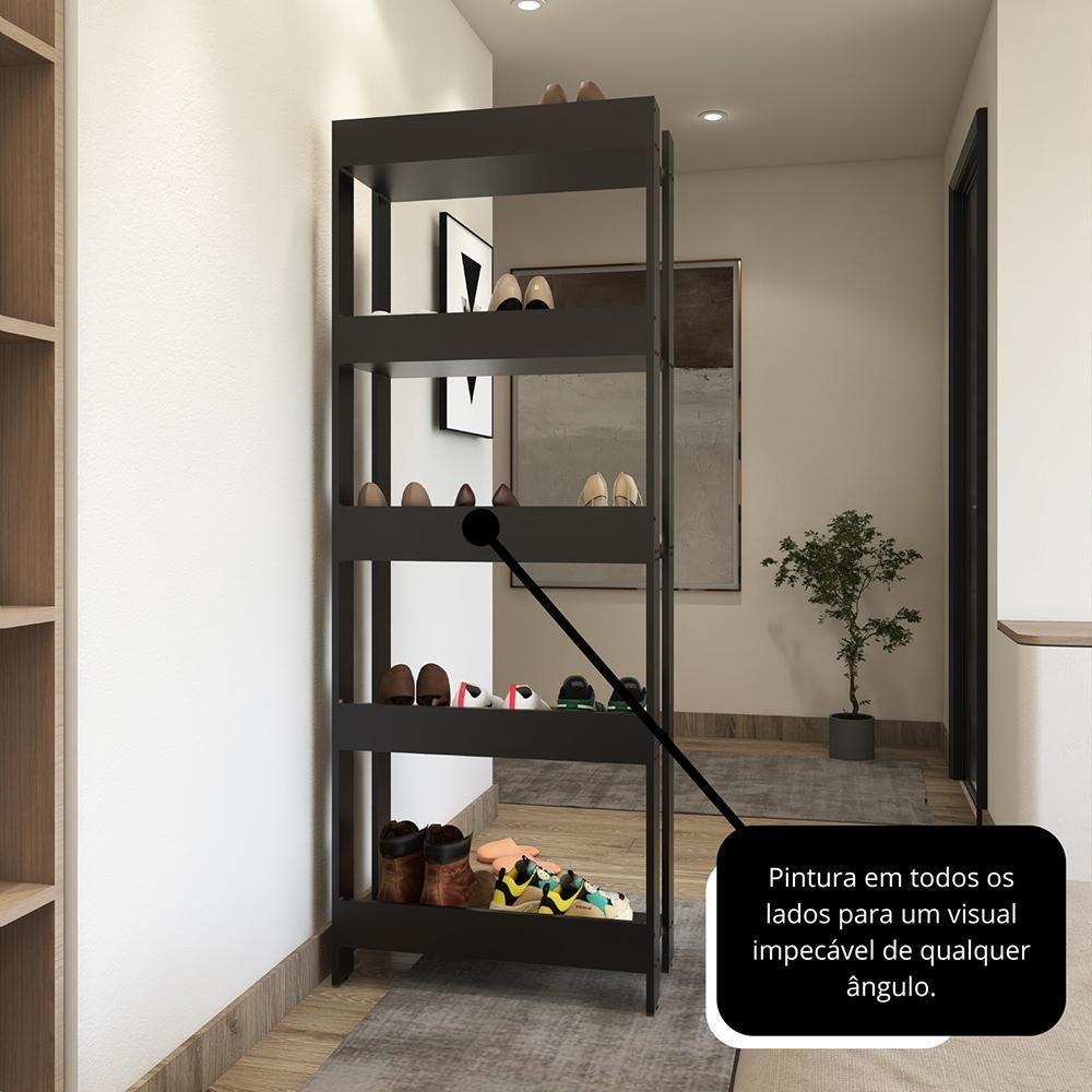 Sapateira Multiuso Para Calçados 5 Andares Organizador Mdp 15mm Preto Preto - 8