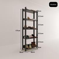 Sapateira Multiuso Para Calçados 5 Andares Organizador Mdp 15mm Preto Preto - 5