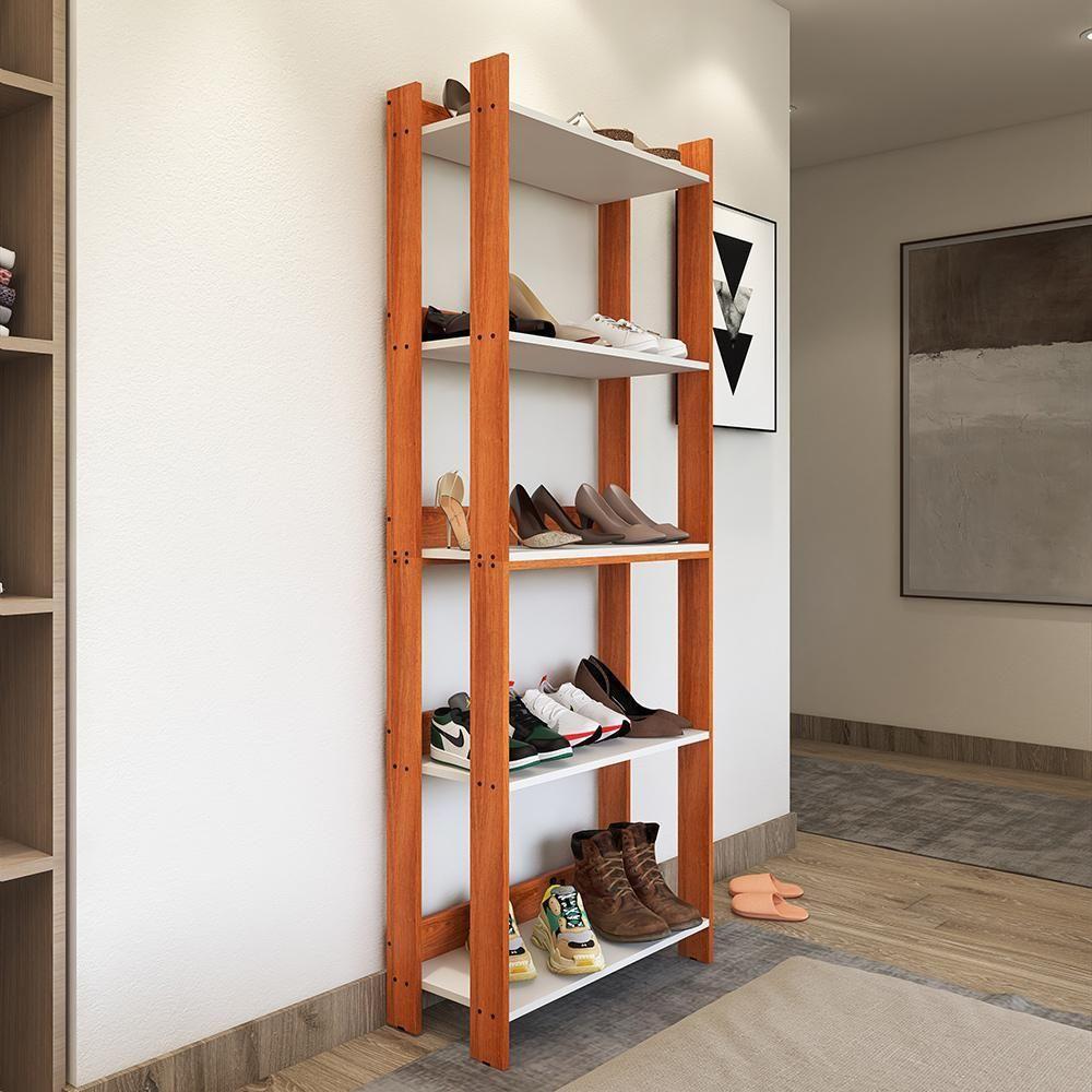 Sapateira Multiuso Para Calçados 5 Andares Organizador Mdp 15mm Nature-branco Nature-branco - 1