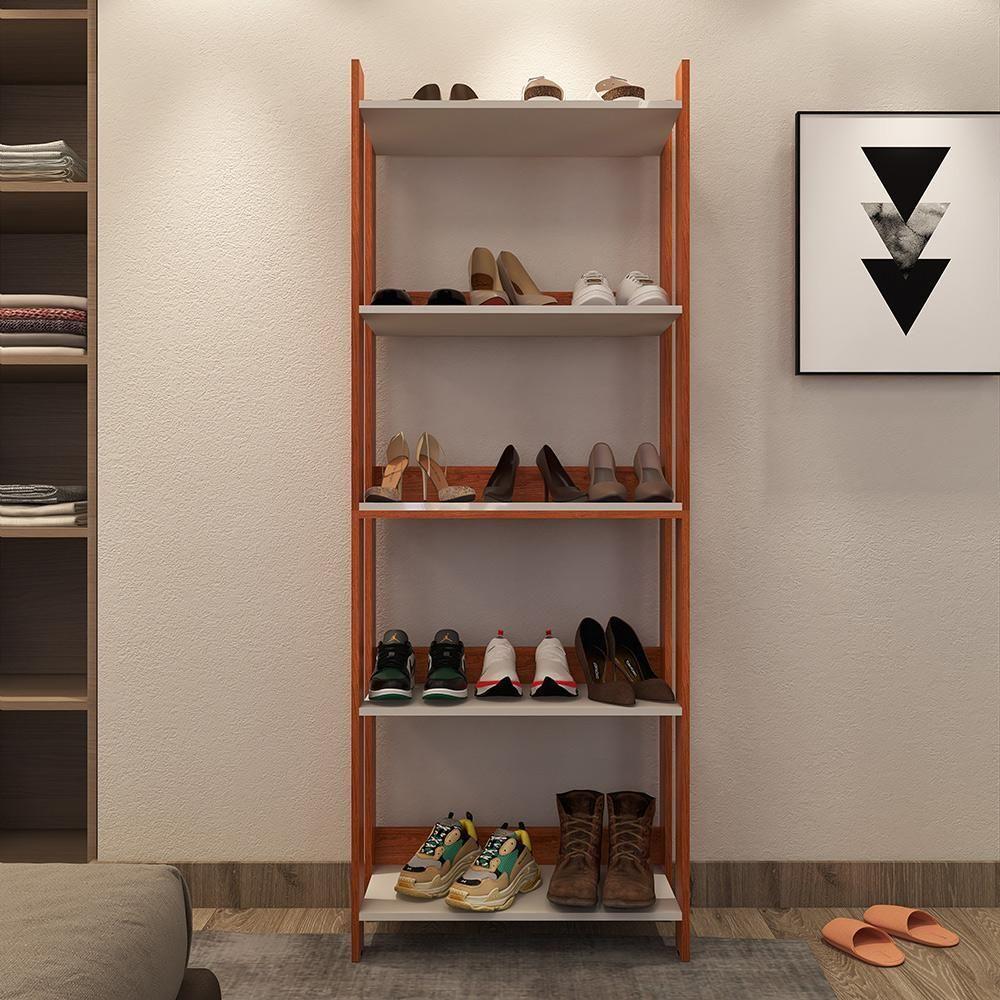 Sapateira Multiuso Para Calçados 5 Andares Organizador Mdp 15mm Nature-branco Nature-branco - 2