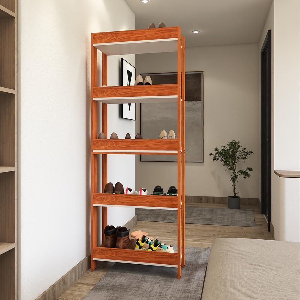 Sapateira Multiuso Para Calçados 5 Andares Organizador Mdp 15mm Nature-branco Nature-branco - 4