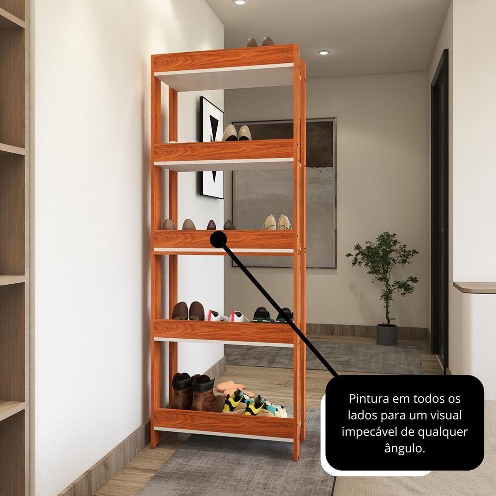 Sapateira Multiuso Para Calçados 5 Andares Organizador Mdp 15mm Nature-branco Nature-branco - 8