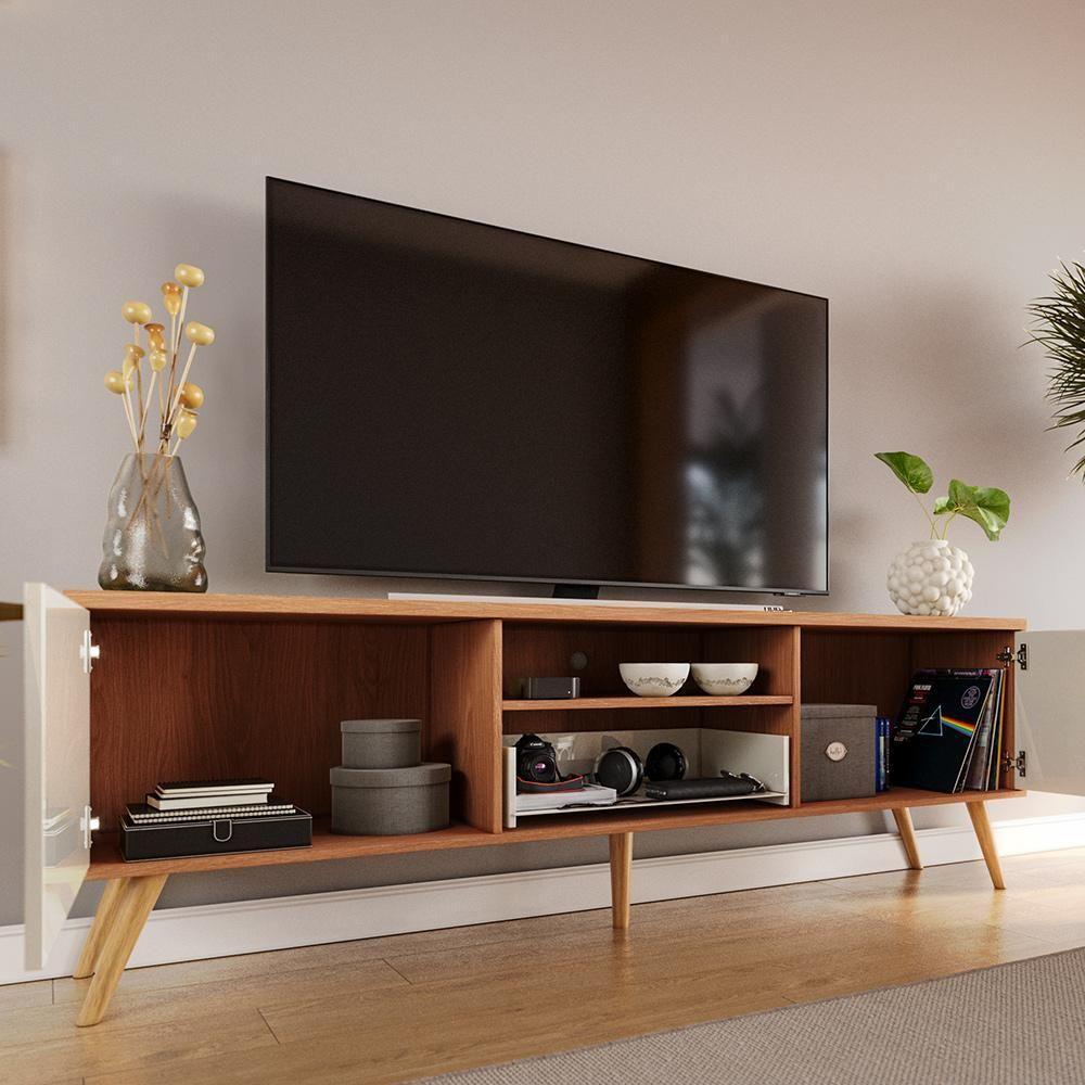 Rack Para Tv Até 70 Polegadas 2 Portas E 1 Gaveta Sevilla 183cm Jequitiba-off White Jequitiba-off White - 3
