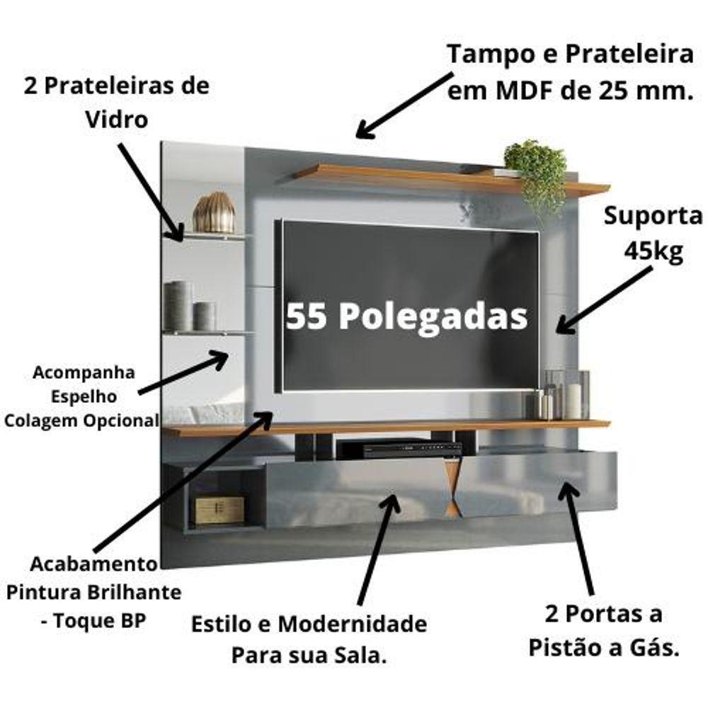 Painel Intense Para Tv Até 55'' Cinza Perolizado - Tauari Cinza Perolizado - Tauari - 2