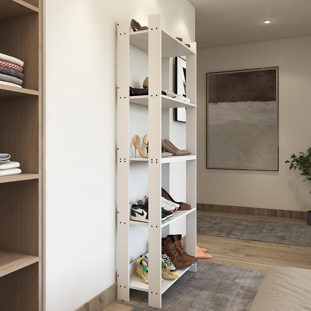 Sapateira Multiuso Para Calçados 5 Andares Organizador Mdp 15mm Branco Branco - 3