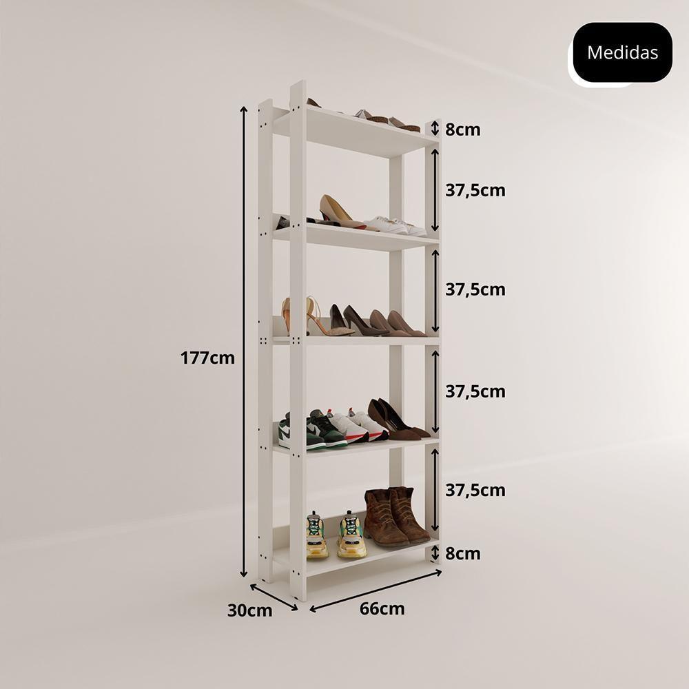 Sapateira Multiuso Para Calçados 5 Andares Organizador Mdp 15mm Branco Branco - 5