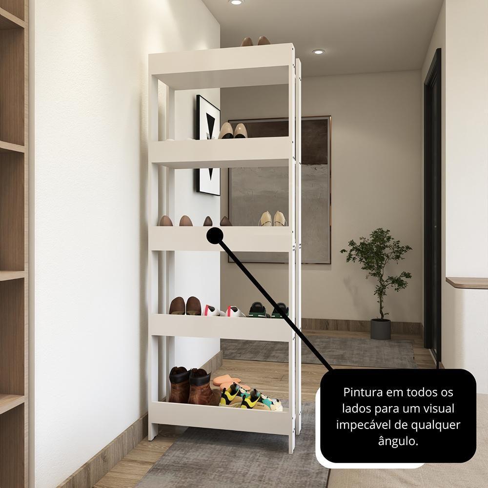 Sapateira Multiuso Para Calçados 5 Andares Organizador Mdp 15mm Branco Branco - 8