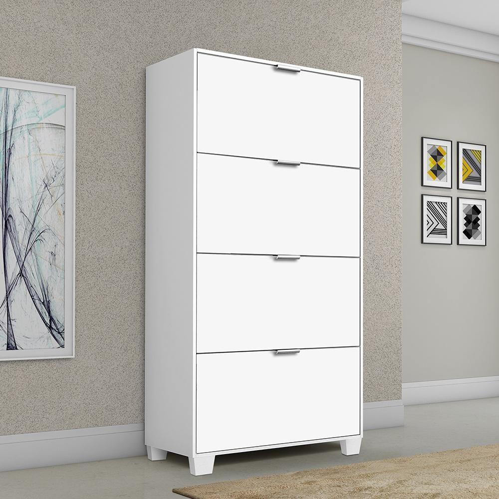 Sapateira Berlim - Mdp 4 Portas Com Pés De Madeira Branco - Rede Móveis - 1