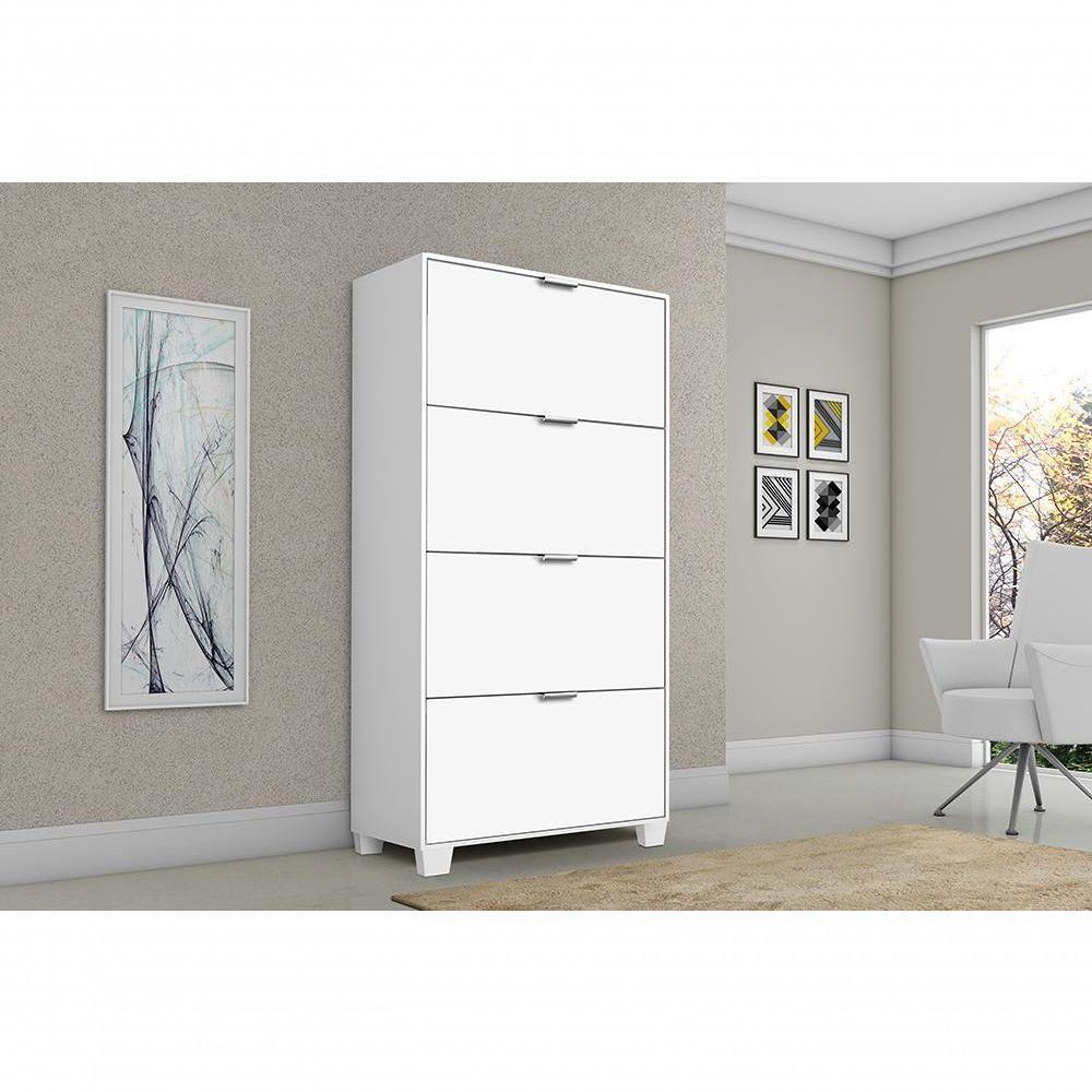 Sapateira Berlim - Mdp 4 Portas Com Pés De Madeira Branco - Rede Móveis - 3