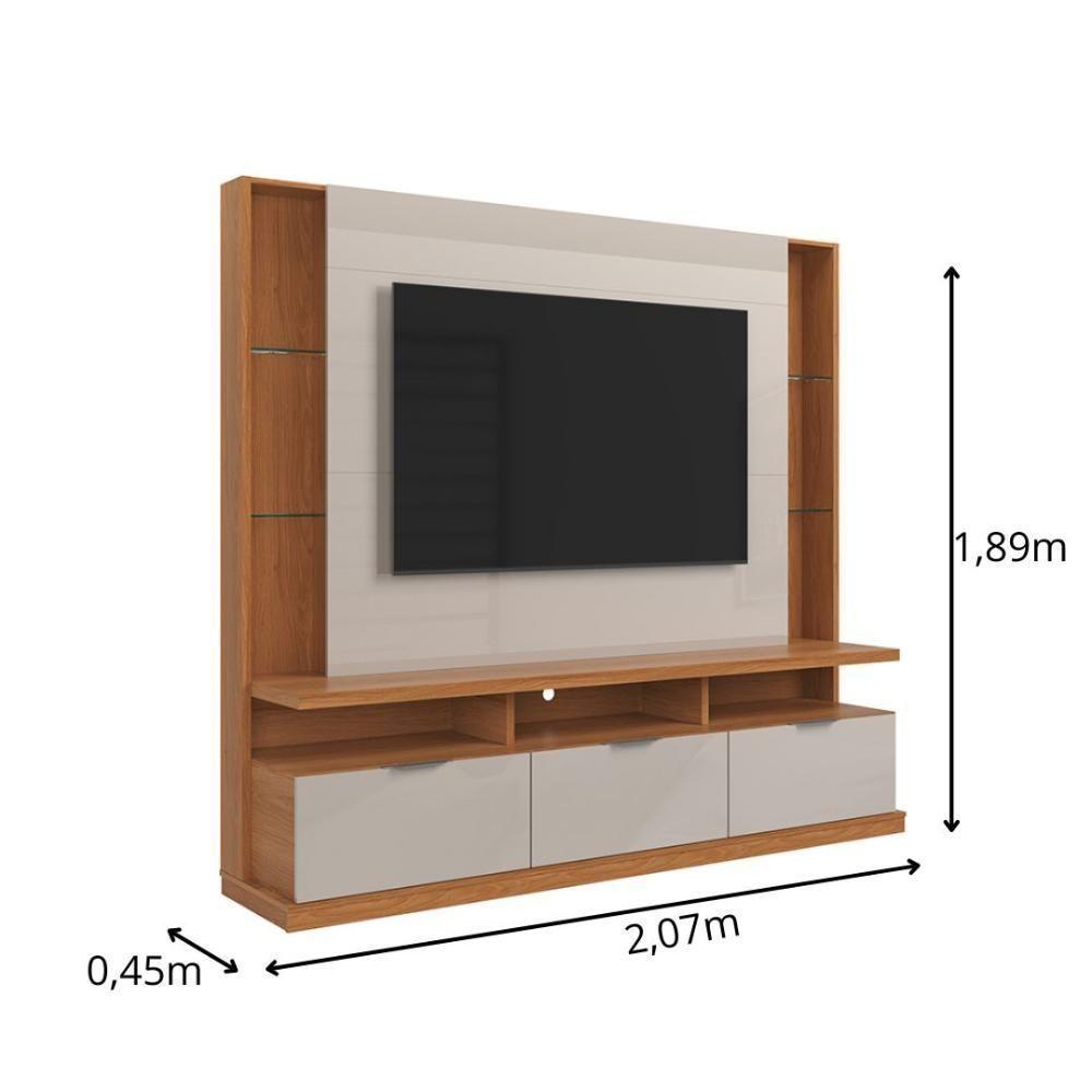 Estante Home Para Tv Até 70 3 Portas Lukaliam Móveis Bilbao Jequitiba-off White Perolizado Jequitiba-off White Perolizado - 2