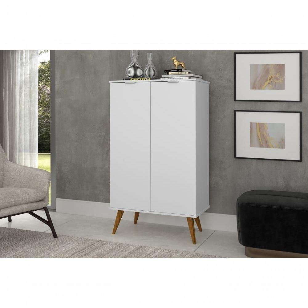 Sapateira Lisboa Multiuso Sofisticado Com Pés Retro Em Madeira - Branco Rede Móveis - 5